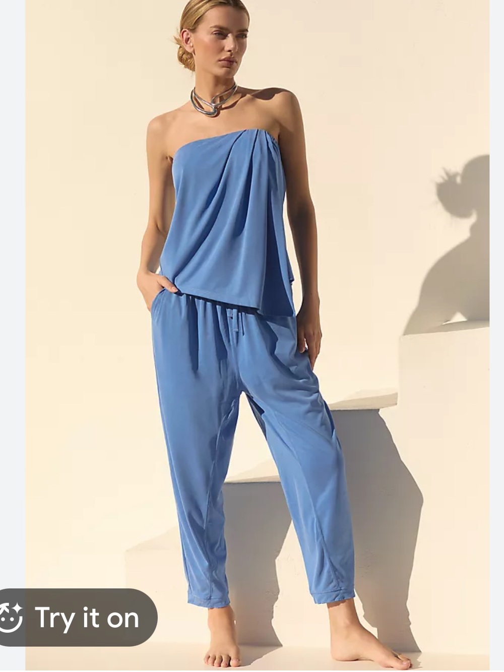 Anthropologie Blue Modal StraplessTop Size Medium NWT